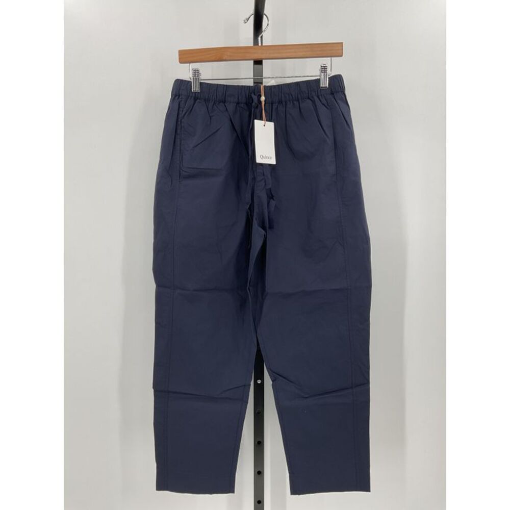 Quince Women's 100% Organic Cotton Poplin Pull-On Pants Navy Blue M